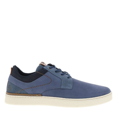 Sneakers en cuir bleues à talon plat avec des...