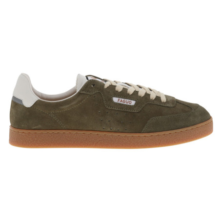 Tennis kaki en cuir à talon plat avec des...