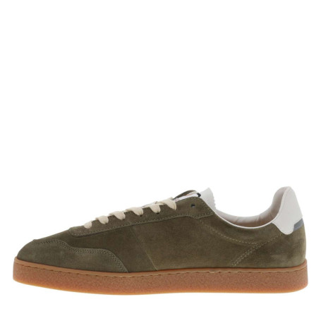 Tennis kaki en cuir à talon plat avec des...