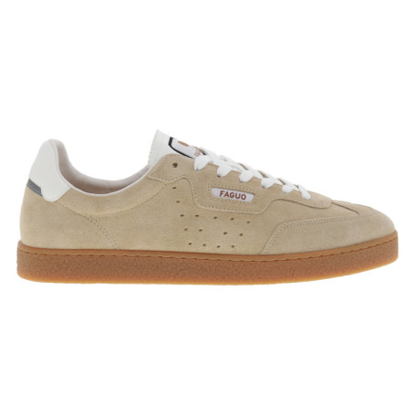 Tennis en cuir beiges à talon plat avec des...