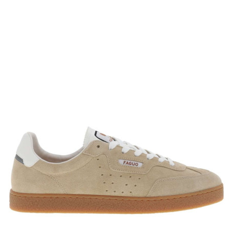 Tennis en cuir beiges à talon plat avec des...