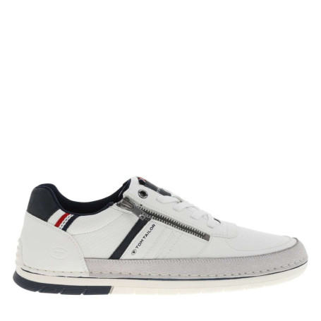 Tennis blanches à talon plat avec des lacets et...