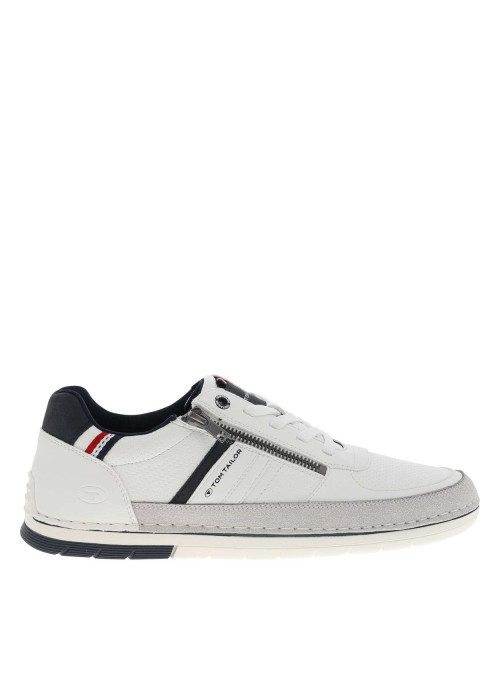 Tennis blanches à talon plat avec des lacets et...