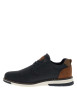 Thumbnail Sneakers bleu marine à talon plat avec des lacets et un zip latéral - Image 2