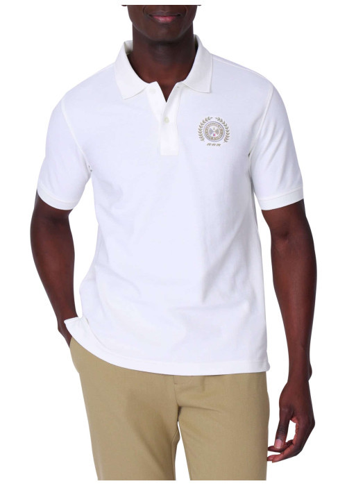 Polo en coton biologique écru uni avec une...