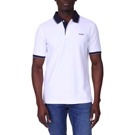 Polo en coton biologique blanc uni avec une...