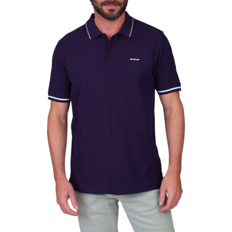Polo en coton biologique marine uni avec une...