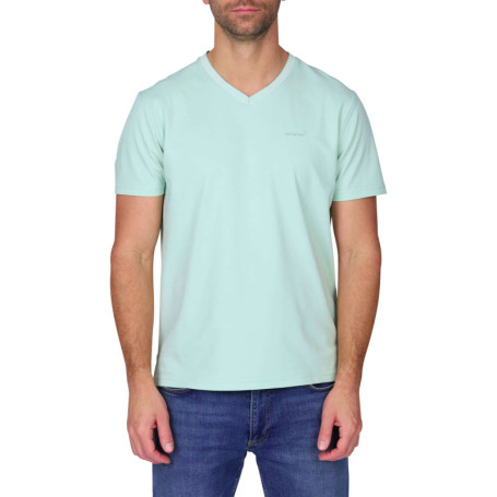 T-shirt vert d’eau uni avec une coupe droite et...