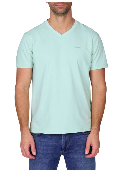 T-shirt vert d’eau uni avec une coupe droite et des manches courtes