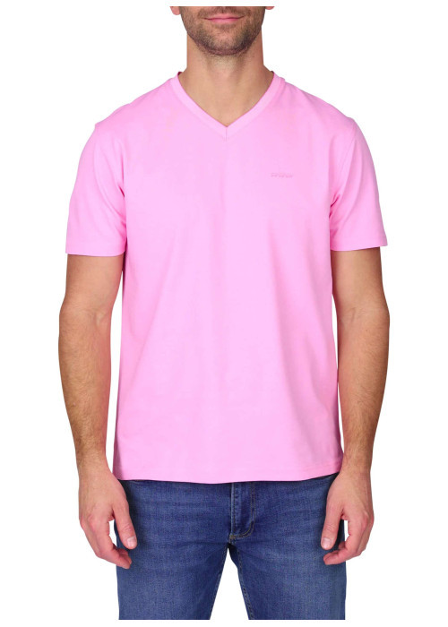 T-shirt rose uni avec une coupe droite et des...