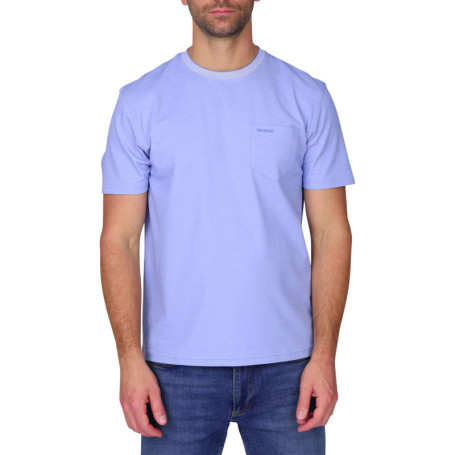 T-shirt bleu uni avec une coupe droite et des...