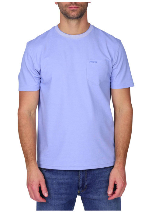 T-shirt bleu uni avec une coupe droite et des...