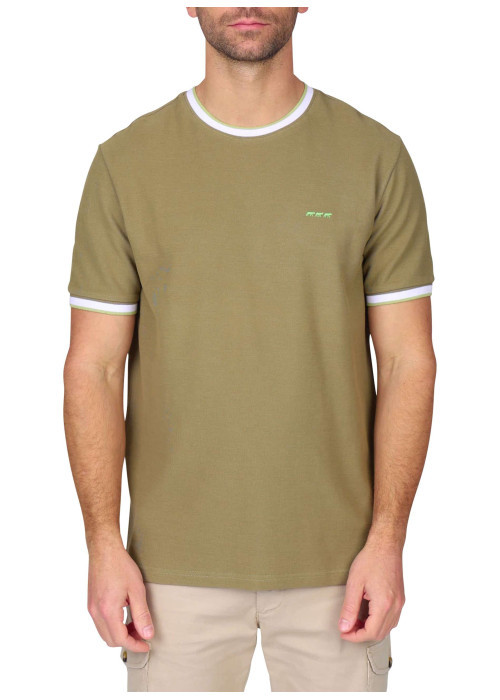 T-shirt en coton biologique kaki uni avec une...