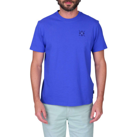 T-shirt en coton biologique bleu uni avec une...