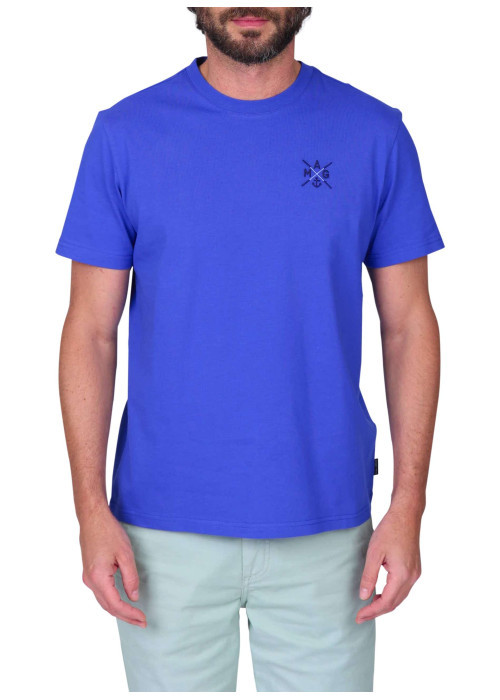 T-shirt en coton biologique bleu uni avec une...