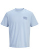Thumbnail T-shirt en coton bleu ciel imprimé avec une coupe droite et un col rond
