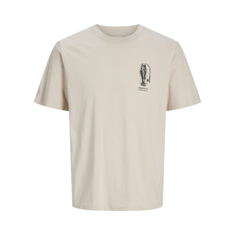 Jack & Jones - T-shirt En Coton Beige Imprimé Avec Une Coupe Droite Et Un Col Rond - Beige Jack & Jones - T-shirt En Coton Beige Imprimé Avec Une Coupe Droite Et Un Col Rond - Beige