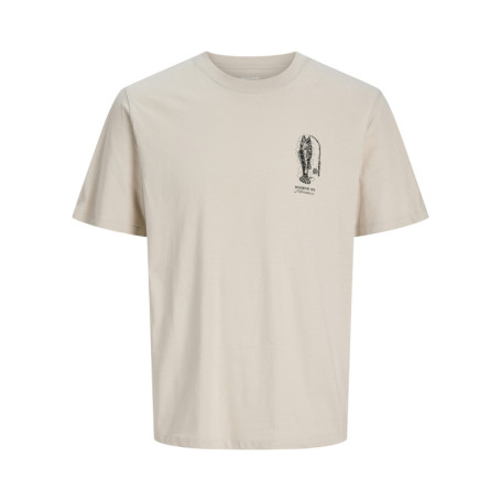 T-shirt en coton beige imprimé avec une coupe...