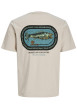 Thumbnail T-shirt en coton beige imprimé avec une coupe droite et un col rond - Image 2