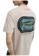 Thumbnail T-shirt en coton beige imprimé avec une coupe droite et un col rond - Image 6