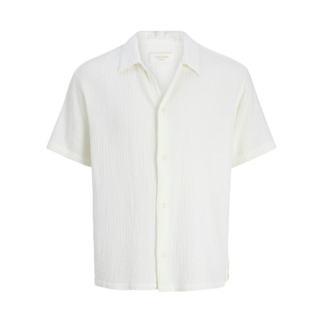 Chemise manches courtes en coton écrue unie...