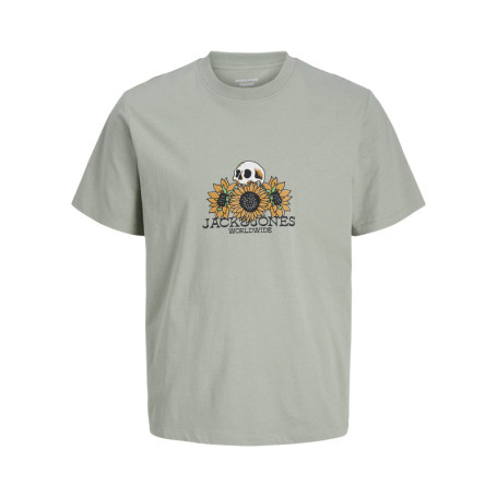 T-shirt en coton biologique kaki imprimé avec...