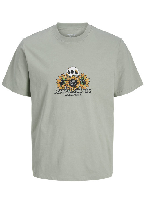 T-shirt en coton biologique kaki imprimé avec...