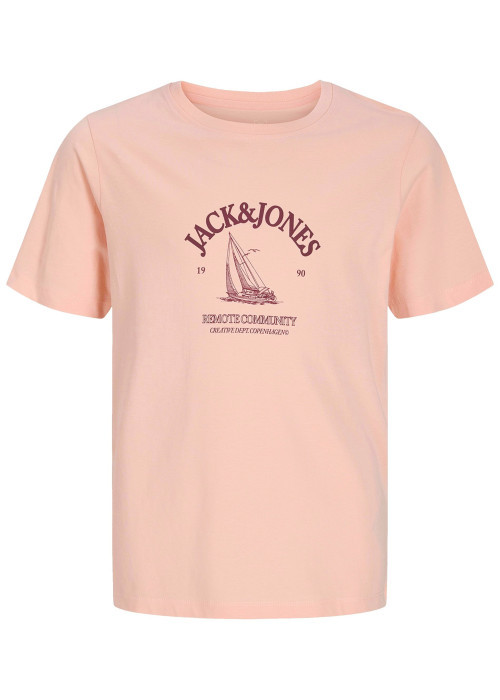 T-shirt en coton biologique corail imprimé avec...