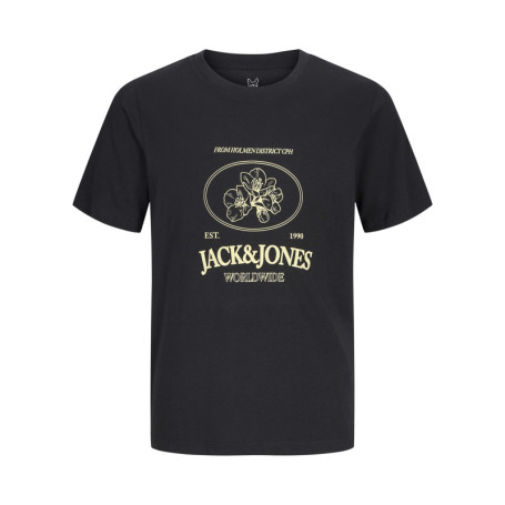 T-shirt en coton biologique noir imprimé avec...