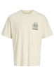 Thumbnail T-shirt en coton biologique beige imprimé avec une coupe droite et un col rond
