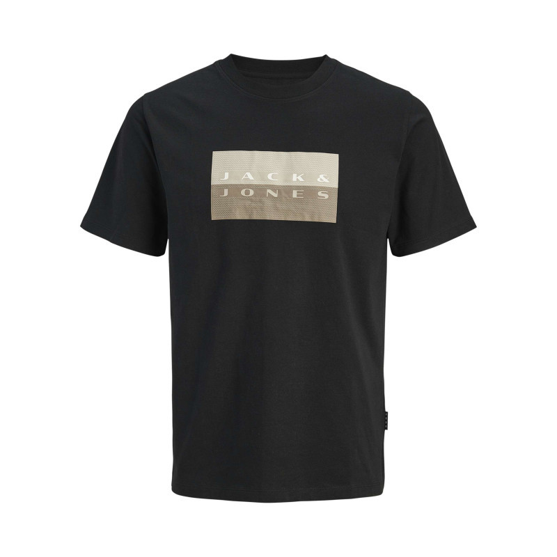 Jack & Jones + - T-shirt En Coton Noir Imprimé Avec Une Coupe Droite Et Un Col Rond - Noir Jack & Jones + - T-shirt En Coton Noir Imprimé Avec Une Coupe Droite Et Un Col Rond - Noir