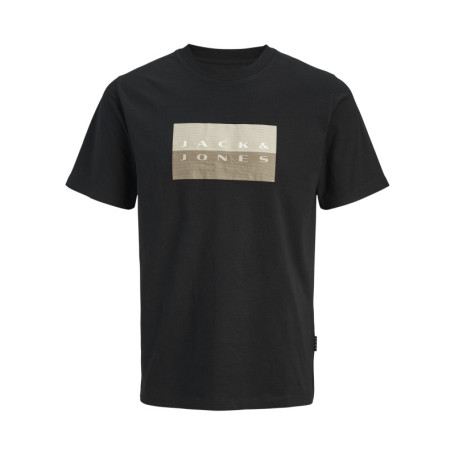 T-shirt en coton noir imprimé avec une coupe...