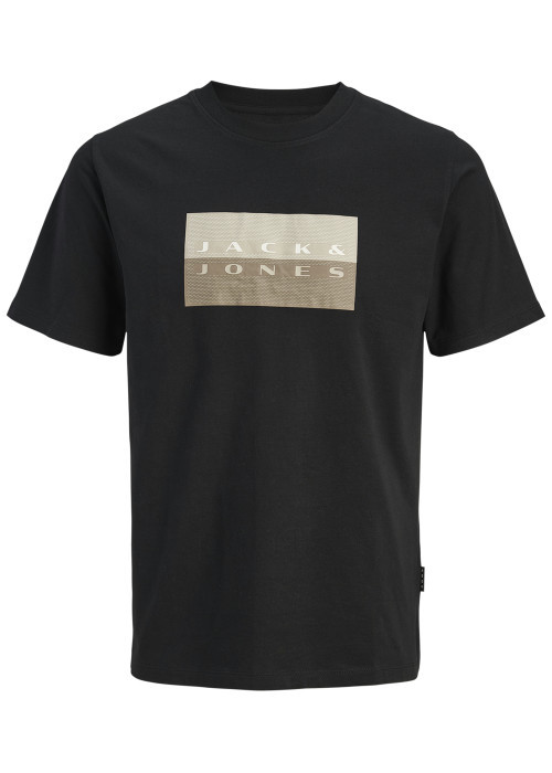 T-shirt en coton noir imprimé avec une coupe...
