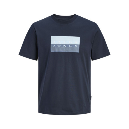 T-shirt en coton marine imprimé avec une coupe...