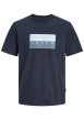 Thumbnail T-shirt en coton marine imprimé avec une coupe droite et un col rond