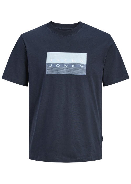 T-shirt en coton marine imprimé avec une coupe...