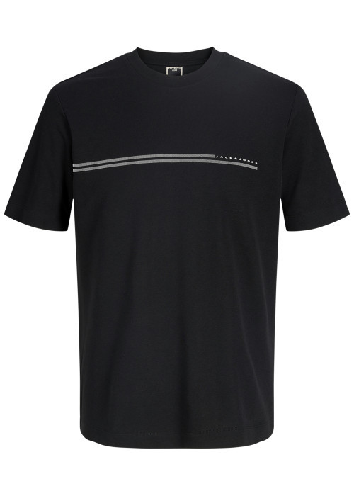 T-shirt manches courtes noir uni avec une coupe droite et un col rond