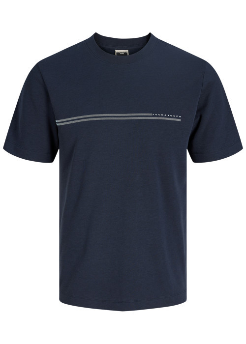 T-shirt marine uni avec une coupe droite, un...