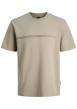 Thumbnail T-shirt beige uni avec une coupe droite, un col rond et des manches courtes