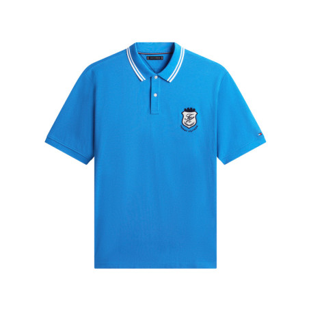 Polo en coton biologique bleu uni pourvu d'un...