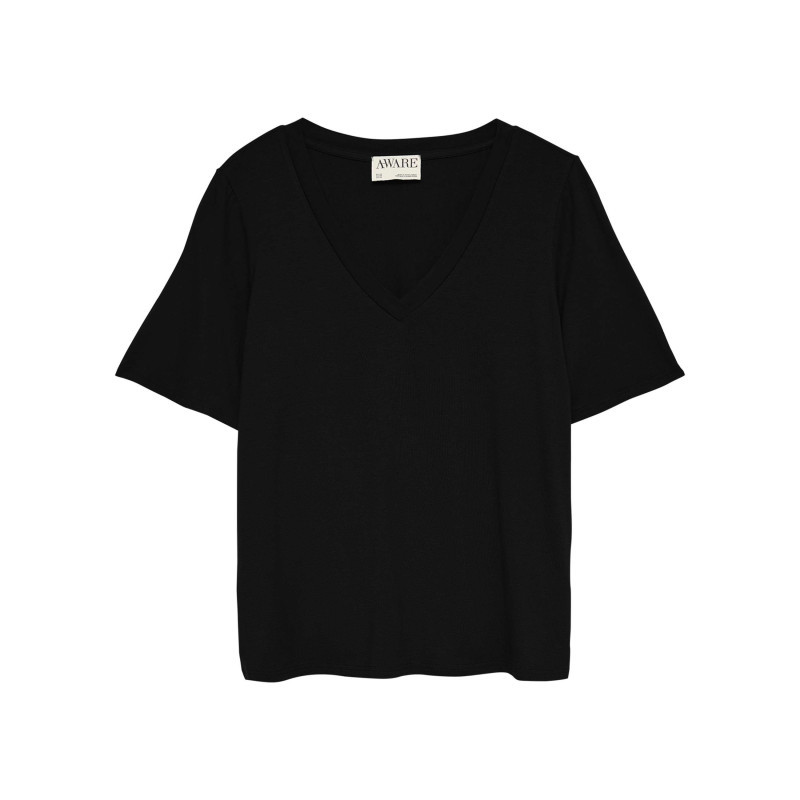 Vero Moda - T-shirt Noir Uni Avec Une Coupe Ajustée Et Des Manches Courtes - Noir Vero Moda - T-shirt Noir Uni Avec Une Coupe Ajustée Et Des Manches Courtes - Noir