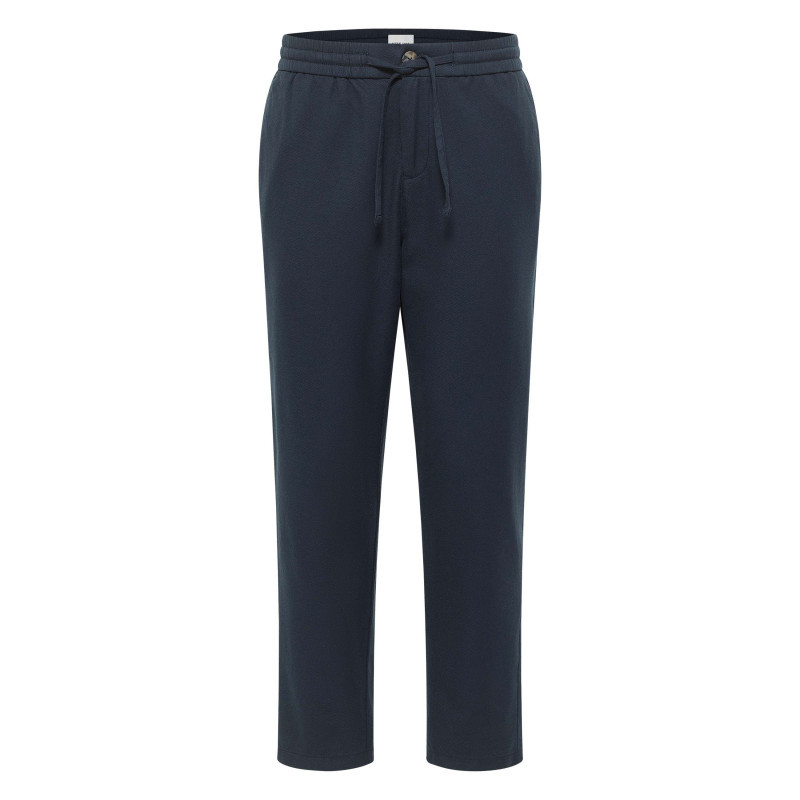 Mustang - Pantalon Chino En Coton Marine Uni Avec Une Coupe Droite à Zip Et à Bouton - Bleu Foncé