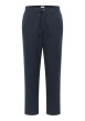 Thumbnail Pantalon chino en coton marine uni avec une coupe droite à zip et à bouton