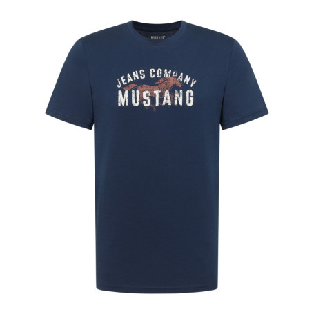 T-shirt en coton bleu à imprimé avec une coupe...