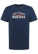 Thumbnail T-shirt en coton bleu à imprimé avec une coupe droite et un col rond