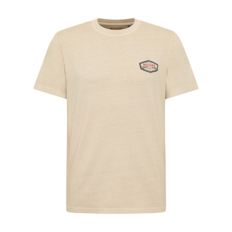 T-shirt en coton écru uni avec une coupe droite...