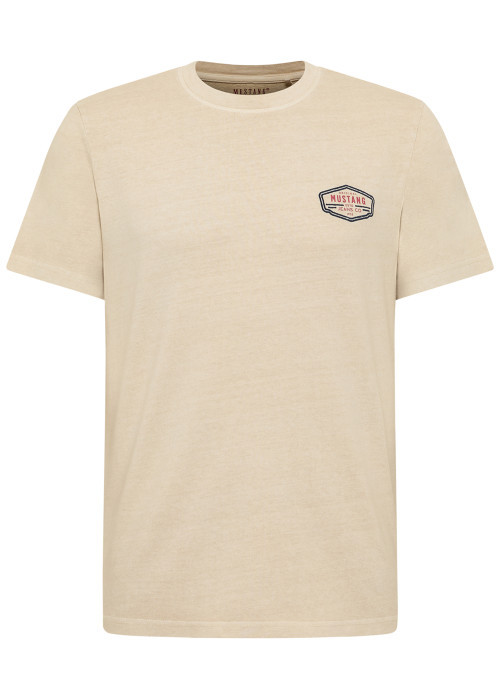 T-shirt en coton écru uni avec une coupe droite et un col rond