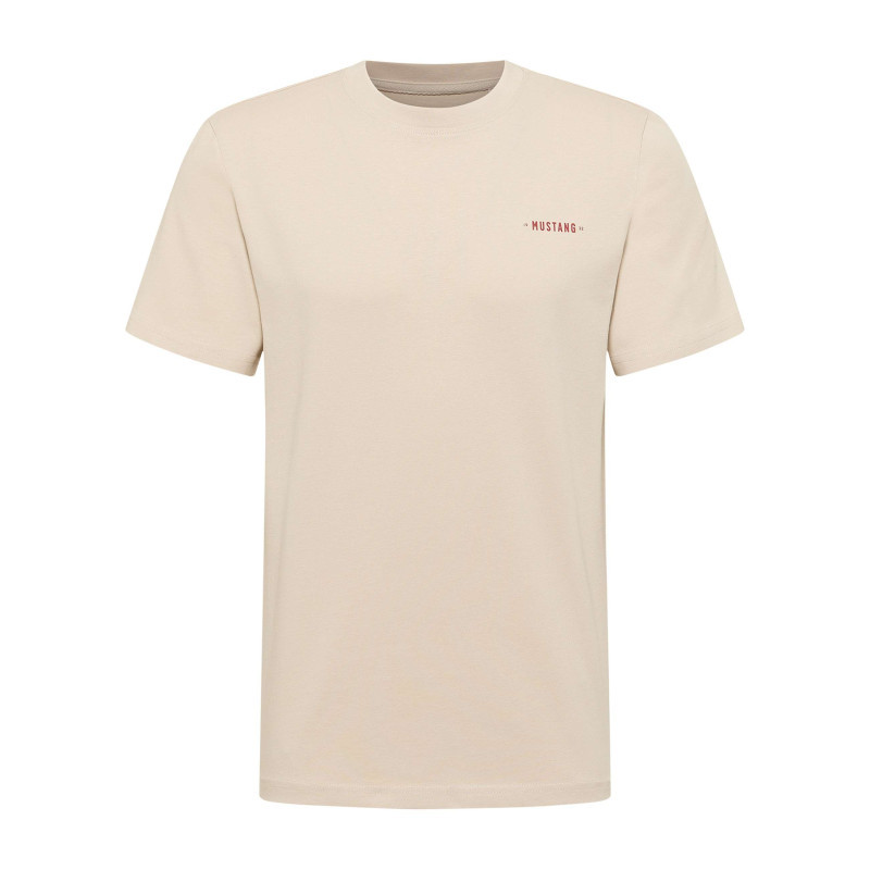 Mustang - T-shirt En Coton écru à Imprimé Avec Une Coupe Droite Et Un Col Rond - Beige Mustang - T-shirt En Coton écru à Imprimé Avec Une Coupe Droite Et Un Col Rond - Beige