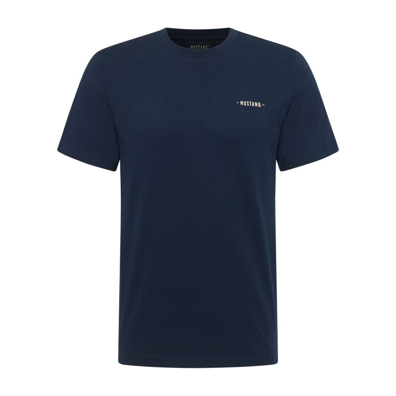 Mustang - T-shirt En Coton Bleu à Imprimé Avec Une Coupe Droite Et Un Col Rond - Bleu Mustang - T-shirt En Coton Bleu à Imprimé Avec Une Coupe Droite Et Un Col Rond - Bleu