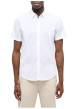 Thumbnail Chemise blanche unie en coton et lin mélangé avec une coupe droite - Image 3